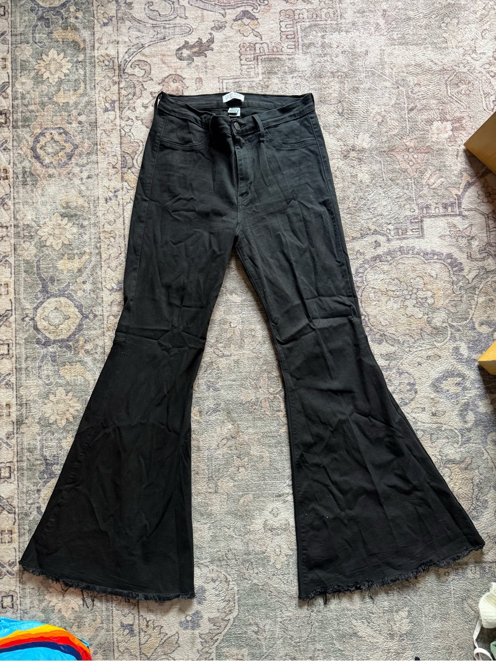 Judy Blue Black High Rise Super Flare Jeans Size 11/30 Raw Hem